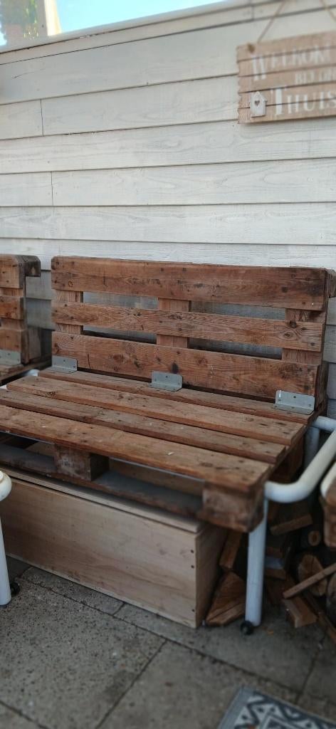Bijzondere stoere palletbanken, Tuin en Terras, Tuinsets en Loungesets, Ophalen, Overige materialen, Gebruikt, Meer dan 8 zitplaatsen