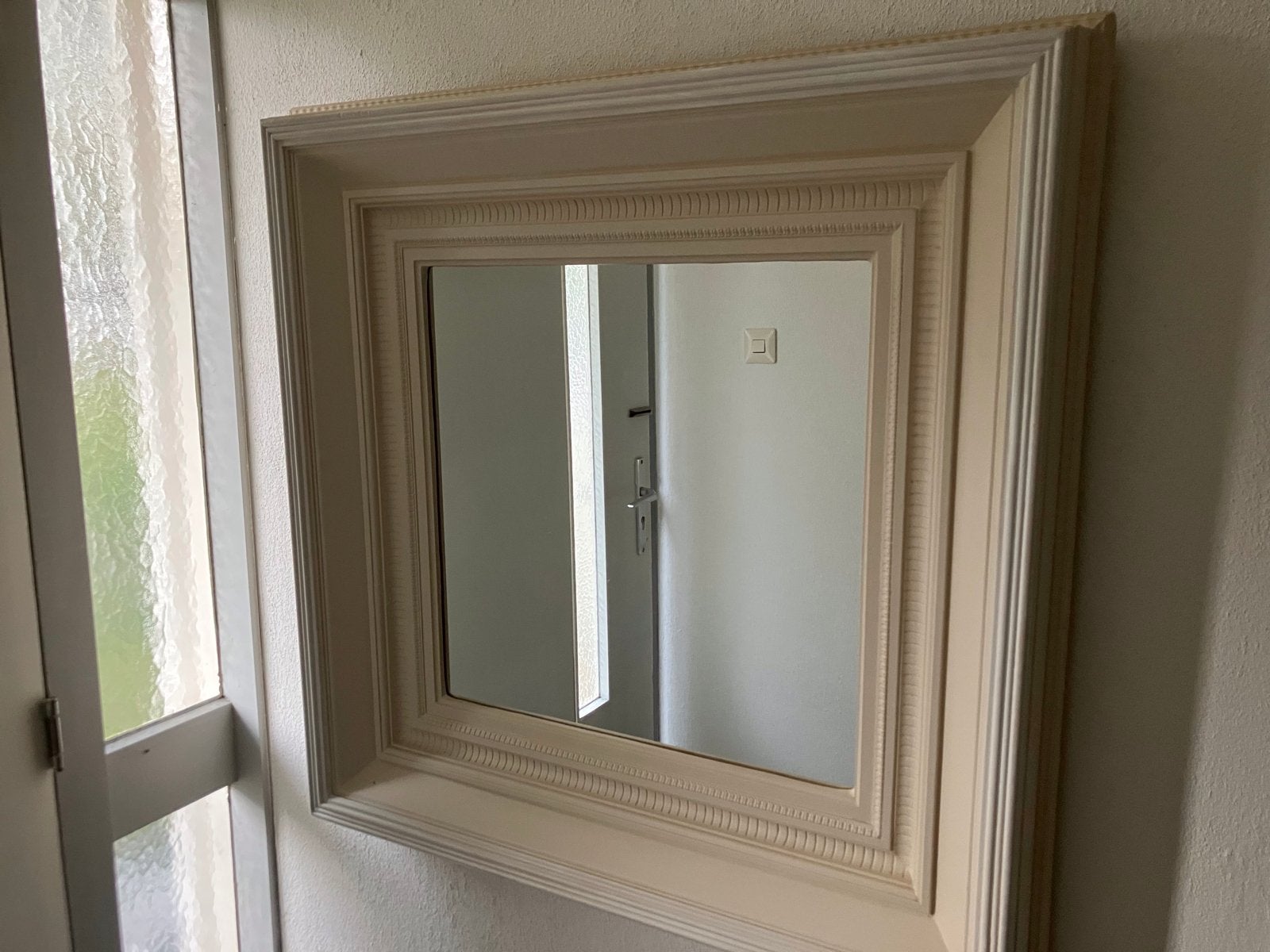 Decoratieve spiegel met brede lijst, Huis en Inrichting, Ophalen, Gebruikt, Vierkant, Minder dan 100 cm