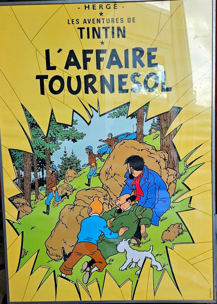 Vintage Kuifje Poster - L'Affaire Tournesol, Verzamelen, Ophalen, Met lijst, A1 t/m A3, Film en Tv