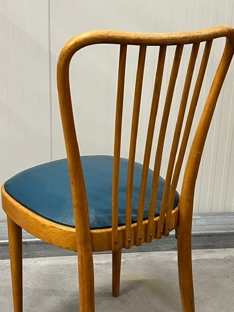 Jaren 50 eetkamerstoel vintage eettafelstoel retro blauw, Ophalen, Gebruikt, Blauw, .