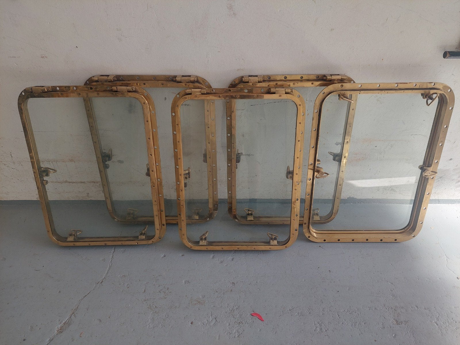 4 identieke scheepsramen/patrijspoorten, 80x59 cm, Ophalen, Gebruikt, Overige typen, Zeilboot of Motorboot