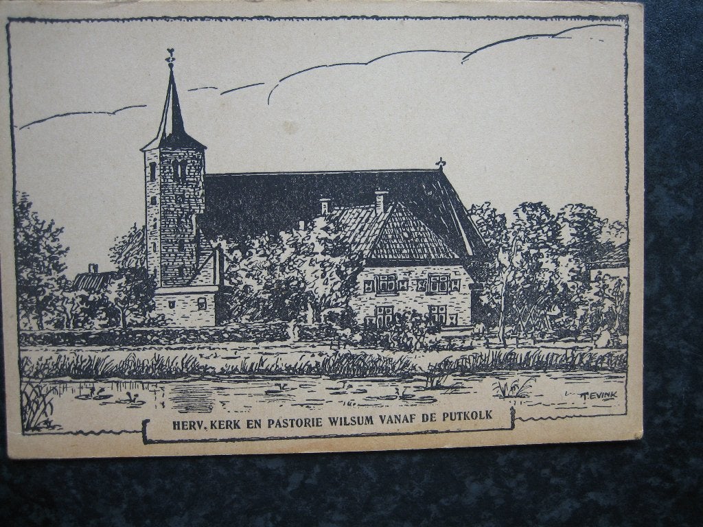 WILSUM  ( Kampen ) Pentekening T. Evink Herv. kerk Putkolk, Ophalen of Verzenden, 1920 tot 1940, Overijssel