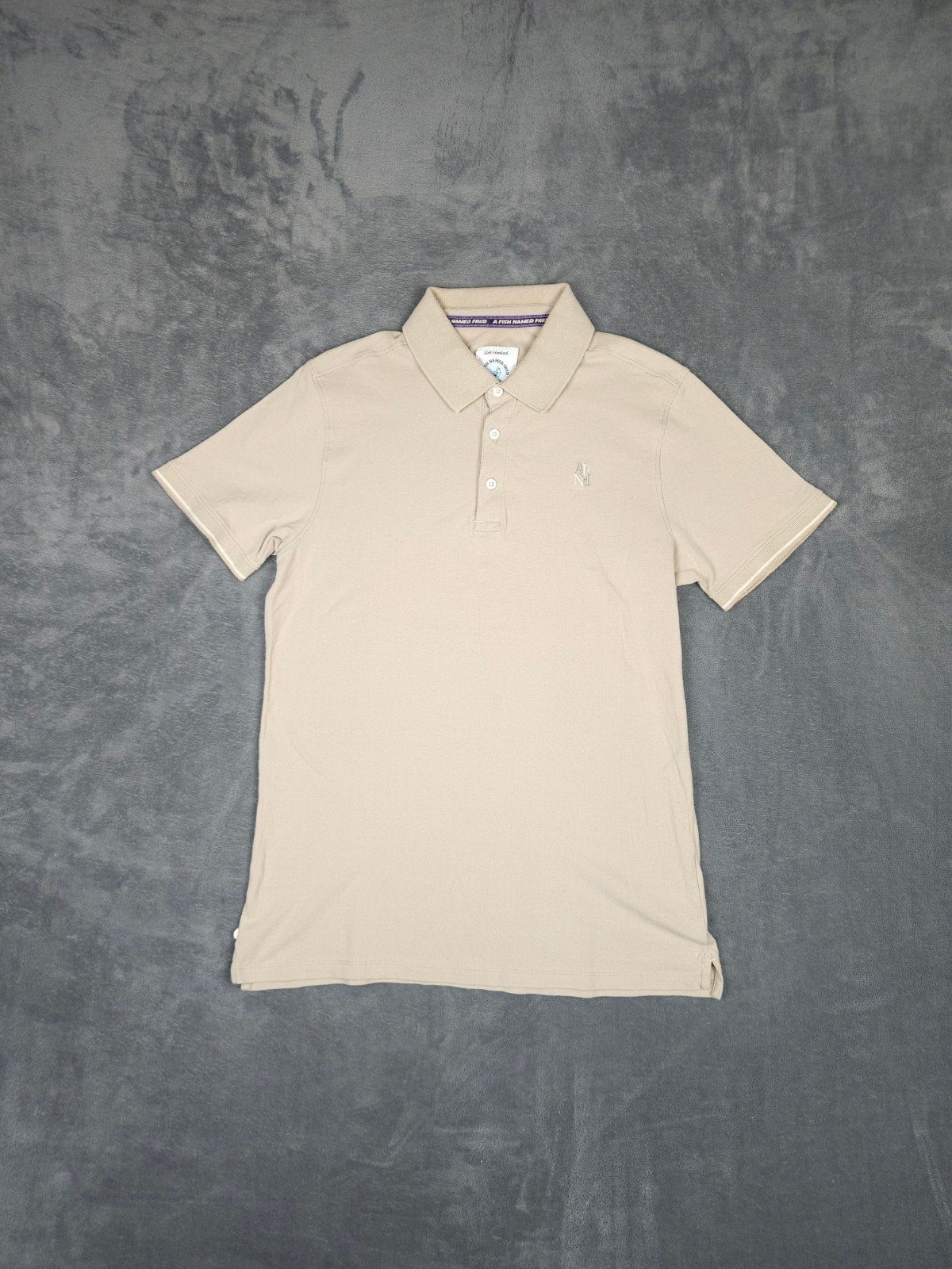 A Fish Named Fred Polo L Beige Katoen Korte Mouw Logo, Maat 52/54 (L), ., Beige, Ophalen of Verzenden