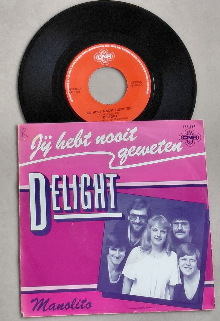VINYL SINGLE DELIGHT - JIJ HEBT NOOIG GEWETEN, Gebruikt, Fotohoes, 7 inch, Ophalen of Verzenden