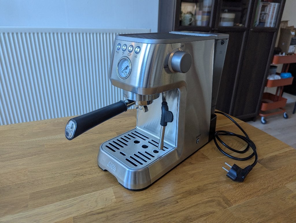 Solis Barista Perfetta Plus + compleet baristapakket! , Stoompijpje, Gebruikt, Espresso apparaat, Gemalen koffie