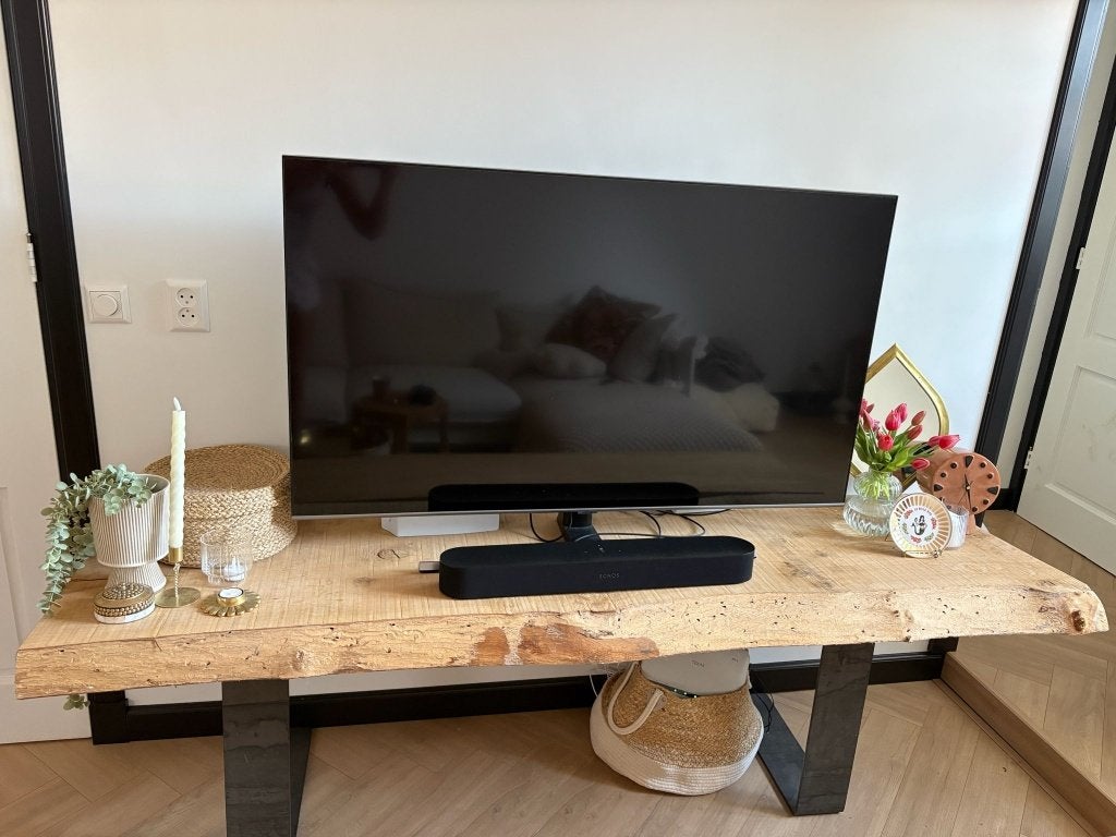 Rustieke massief houten TV meubel, Ophalen, Gebruikt, Industrieel/landelijk, 200 cm of meer