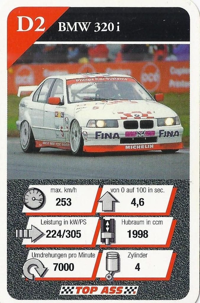 Autokaartje D2 auto sport bmw 320 i, Verzamelen, Ophalen of Verzenden, Zo goed als nieuw, Auto's