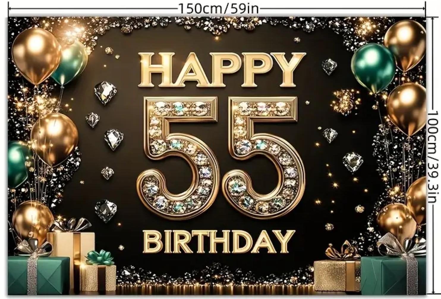 Verjaardagsdecoratie 55 jaar - Feestpakket Goud Zwart, Ophalen of Verzenden, Nieuw, Versiering, Verjaardag