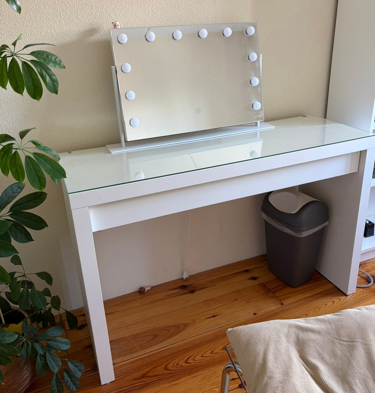 Makeuptafel ikea malm + hollywood spiegel, Ophalen, 100 tot 150 cm, Minder dan 100 cm, Glas