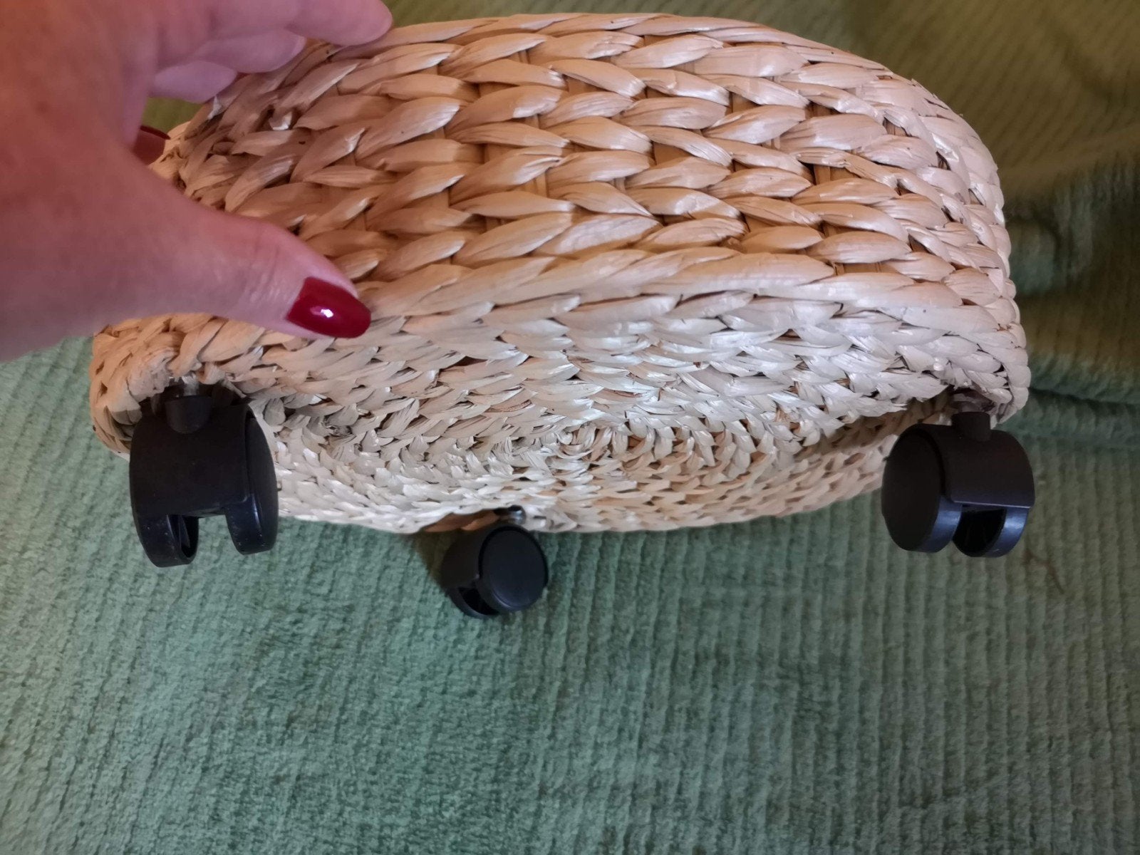 NIEUWE Ronde rieten plantenroller/onderzetter met wieltjes, Ophalen, Nieuw, Beige, Natuurlijk materiaal