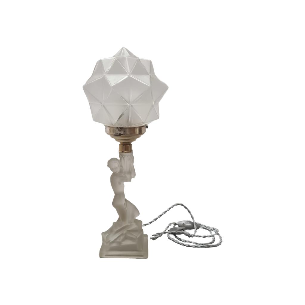 Art Deco tafellamp met halfnaakte vrouw, Ophalen of Verzenden