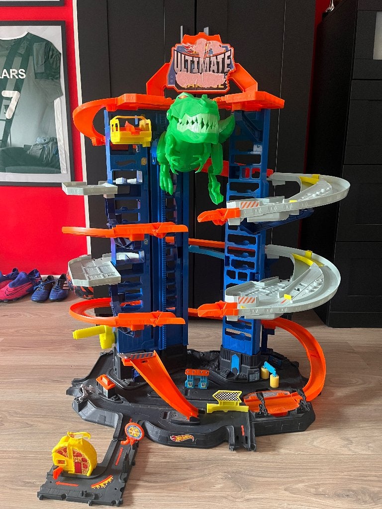 Hot Wheels Garage Dino, Ophalen, Racebaan, Zo goed als nieuw, Hot Wheels