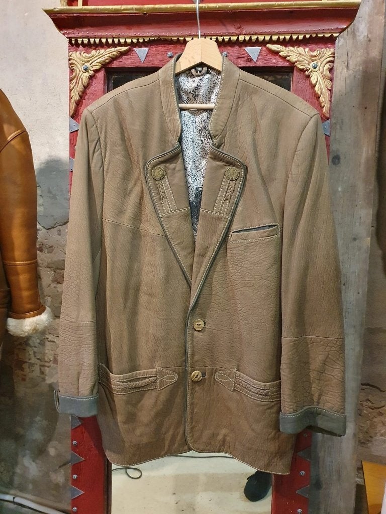 Leren/Suede Tiroler Jas, passend bij Lederhosen - Maat 48, Bruin, Maat 48/50 (M), SOLO, Djt@dejuistetoon.eu
