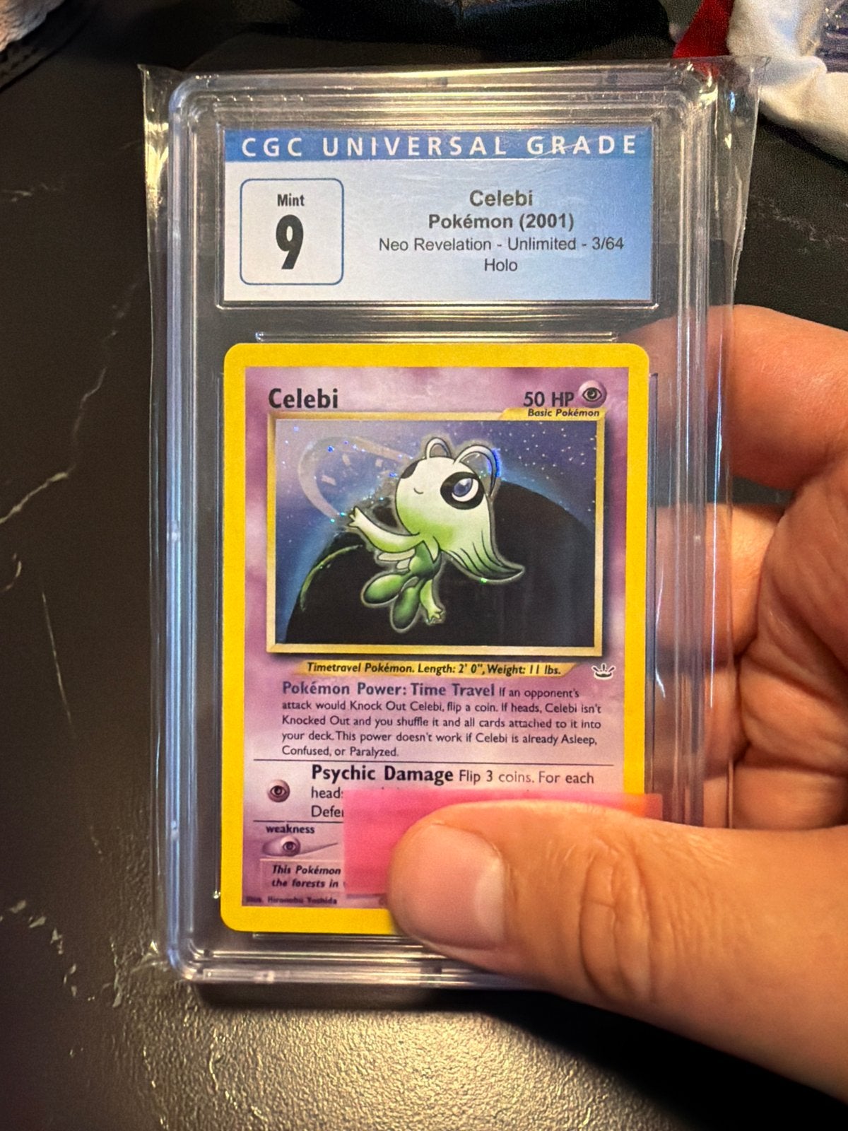 Celebi Pokémon Kaart (2001) Neo Revelation CGC 9 Mint Holo, Ophalen of Verzenden, Zo goed als nieuw, Losse kaart, Foil