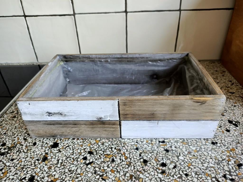 Houten plantenbakje bloembak zaaibak, Minder dan 30 cm, Ophalen of Verzenden, Zo goed als nieuw, Tuin
