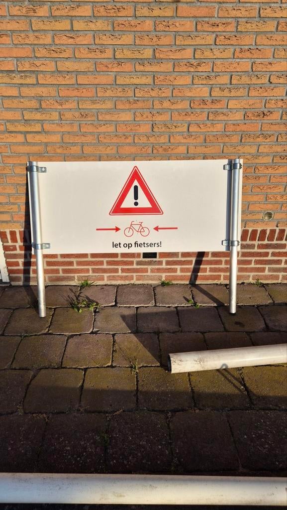 Let op fietsers! Verkeersbord / waarschuwingsbord, Fietsen en Brommers, Ophalen of Verzenden, Gebruikt, Onbekend