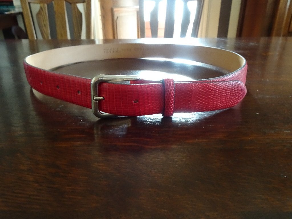 FAUSTO COLATO rode reptielen leren riem, Minder dan 3 cm, Verzenden, Echt leder, Tailleriem