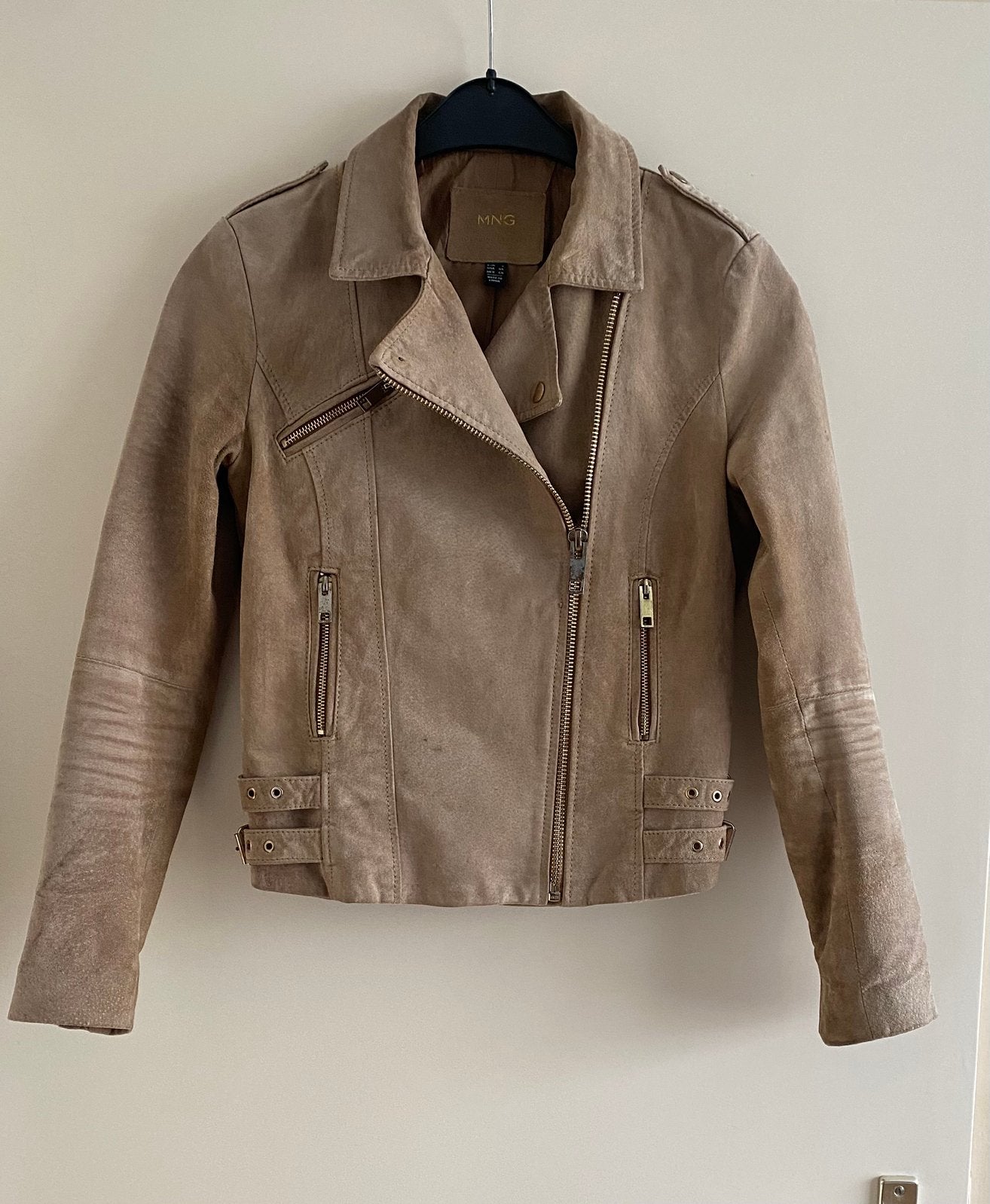 Stoer leren jasje van MANGO..mt:s, B, Verzenden, Beige, A