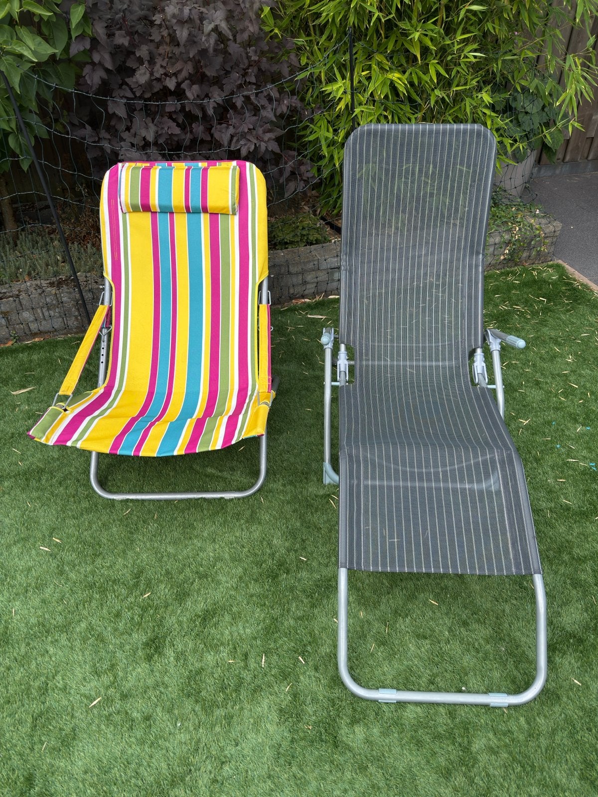 2 x verstelbare strandstoel / ligstoel, Tuin en Terras, Ophalen, Gebruikt, Metaal, Verstelbaar