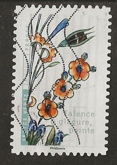 Frankrijk 415, bloemen glazuur, Verzenden, Gestempeld