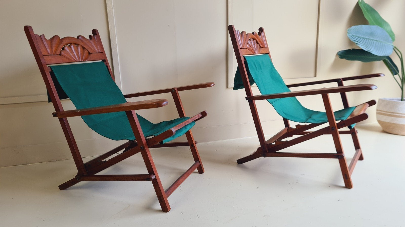 een set Engelse deckchairs in zeer goede staat.  nieuw doek, Ophalen of Verzenden