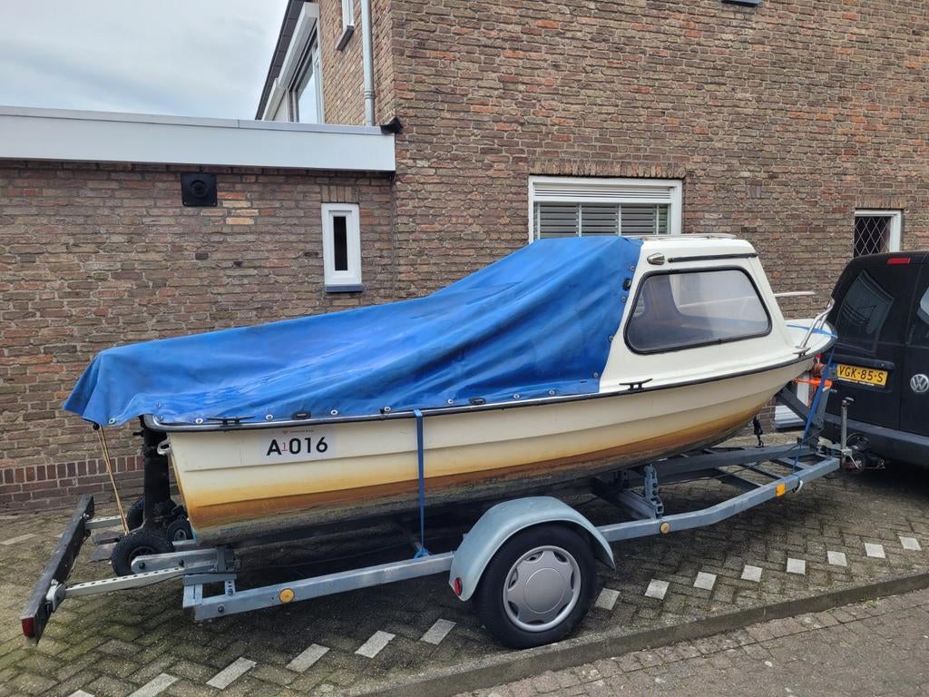 Moterbootje/sloepje 420cm met trailer en 6PK Mercury motor, Ophalen, Gebruikt, Tot 10 pk, 3 tot 6 meter