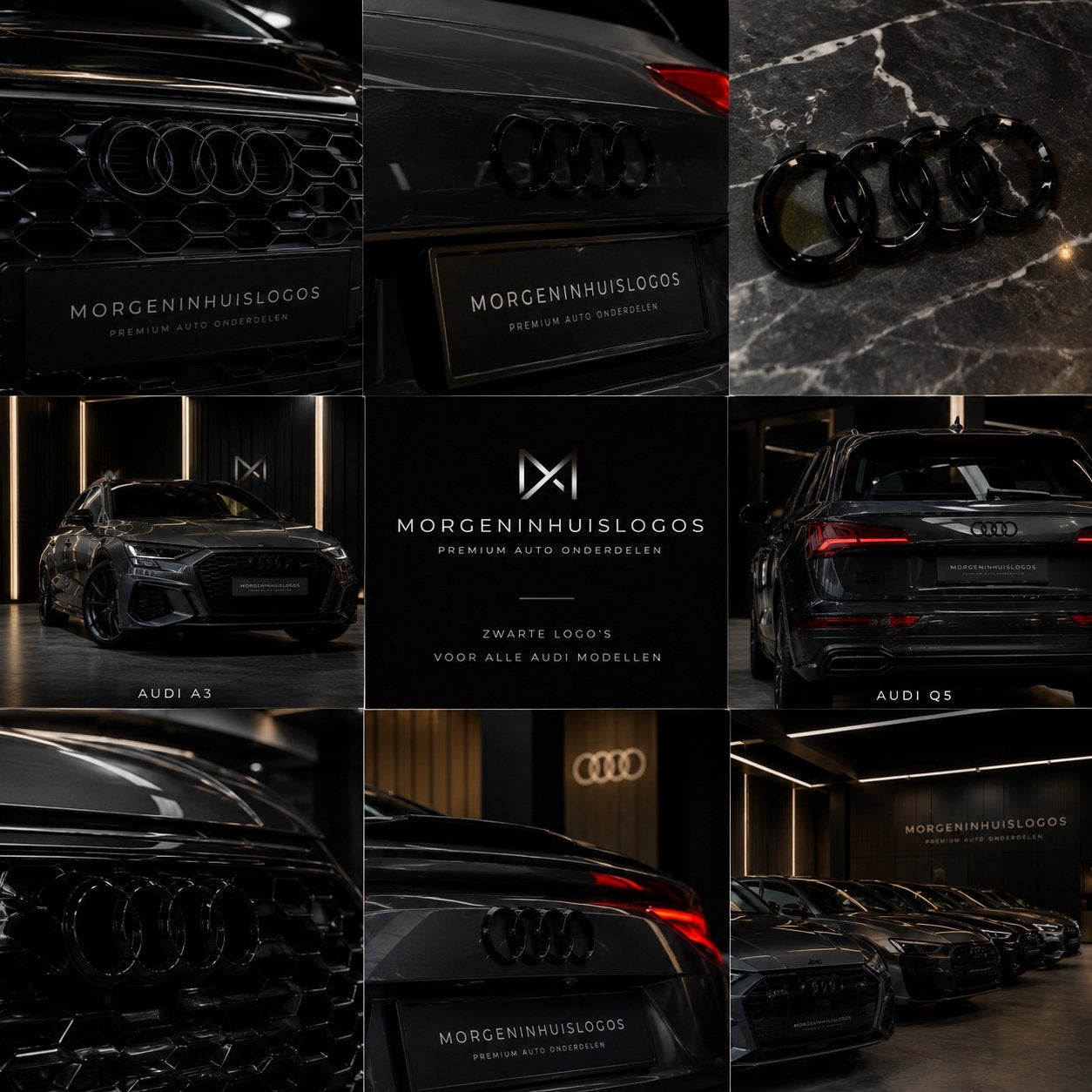 Audi Q3 zwarte logo’s | Morgeninhuislogos, Ophalen of Verzenden, Nieuw, Audi