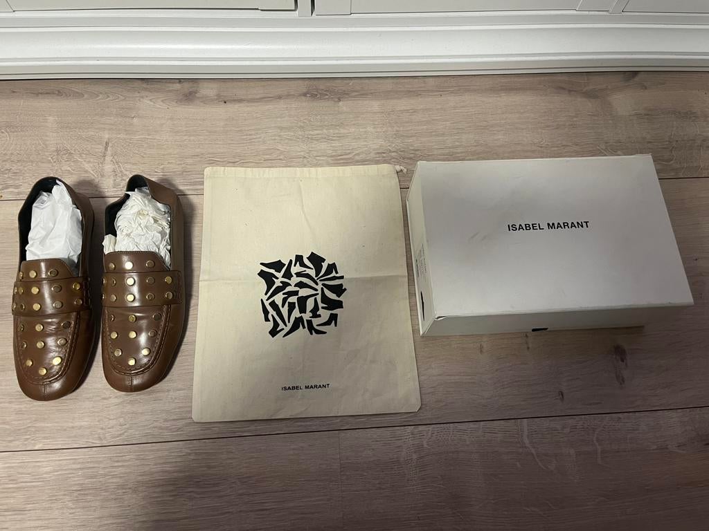 ZGAN Isabel Marant Feenie Vegetal Studded Loafer!, Ophalen of Verzenden, Zo goed als nieuw, Bruin