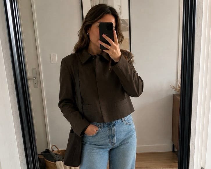 H&M Cropped jasje jas herfst - khaki Donkergroen/Bruin, Ophalen of Verzenden, Nieuw, Maat 38/40 (M), Groen