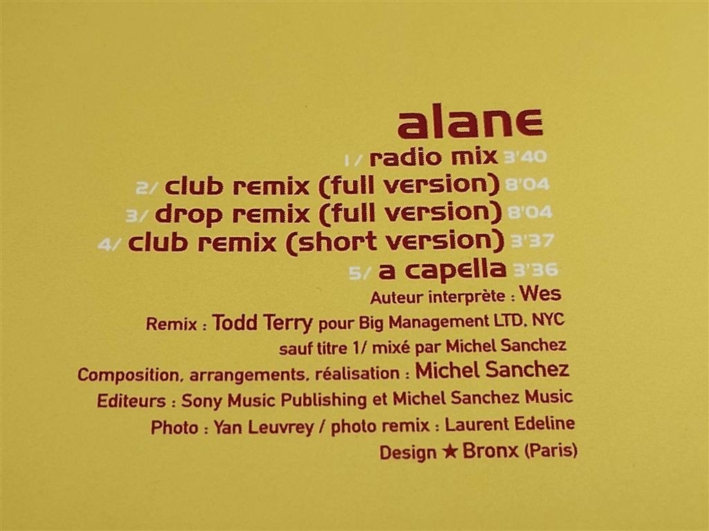 Wes – Alane [Todd Terry Remixes], Ophalen of Verzenden, Zo goed als nieuw