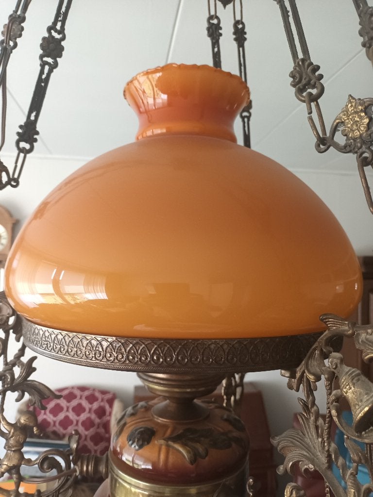 Hanglamp, Ophalen, Olielamp, Steen/keramiek, B22 (Bajonetsluiting)