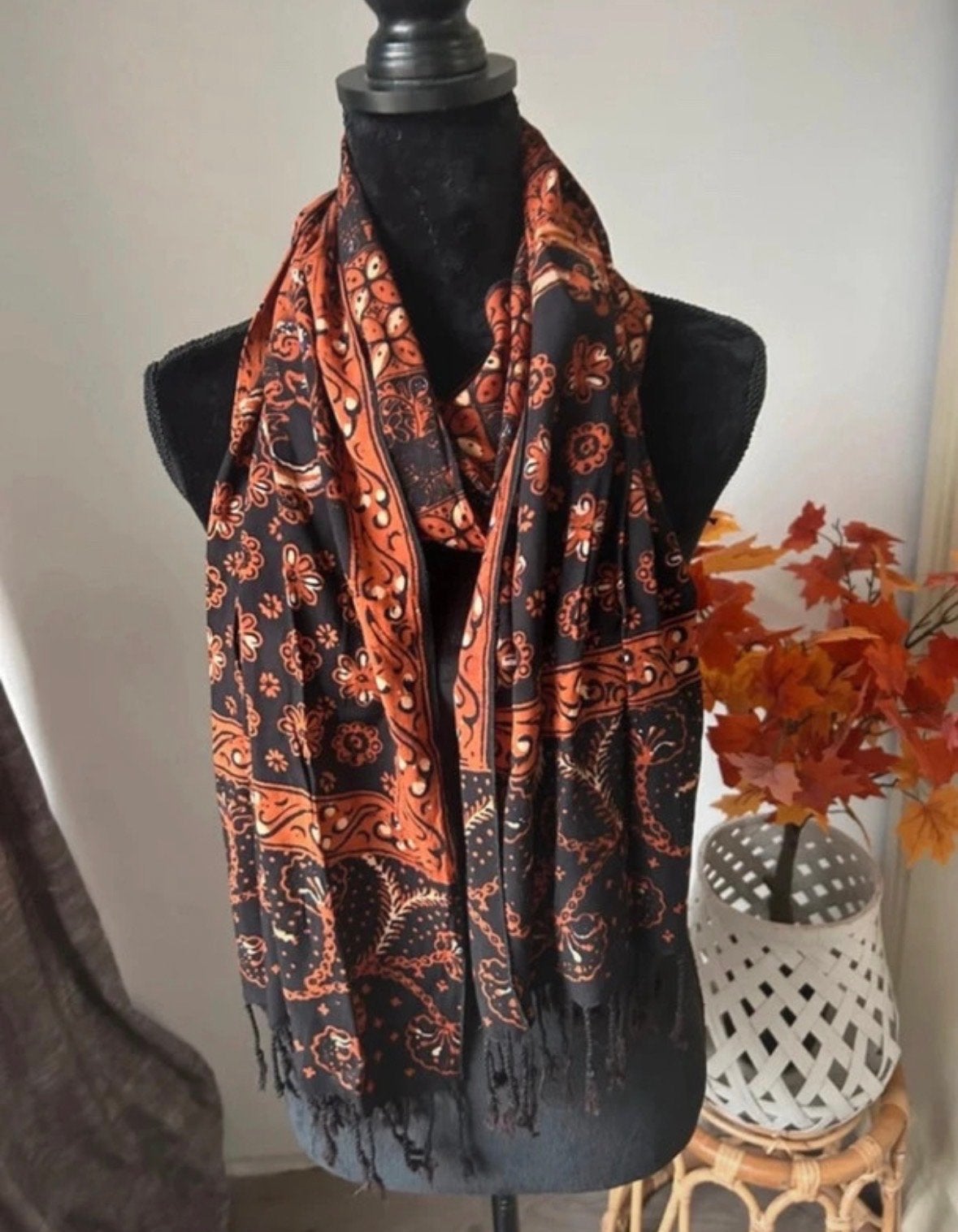 Boho Sjaal - Bohemianstyle Sjaal met print, Kleding | Dames, Ophalen of Verzenden, Nieuw, Maat 46/48 (XL) of groter, Sjaal