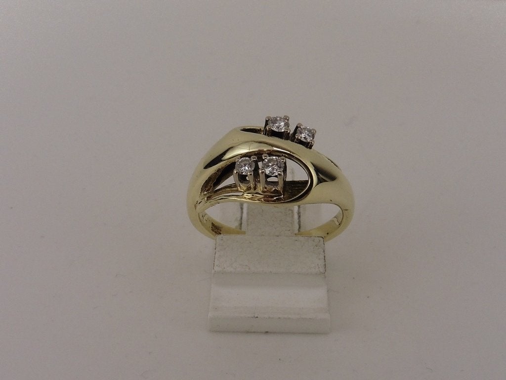 Gouden damesring met briljant                             G5, Sieraden, Tassen en Uiterlijk, Ringen, Gebruikt, ., Ophalen of Verzenden