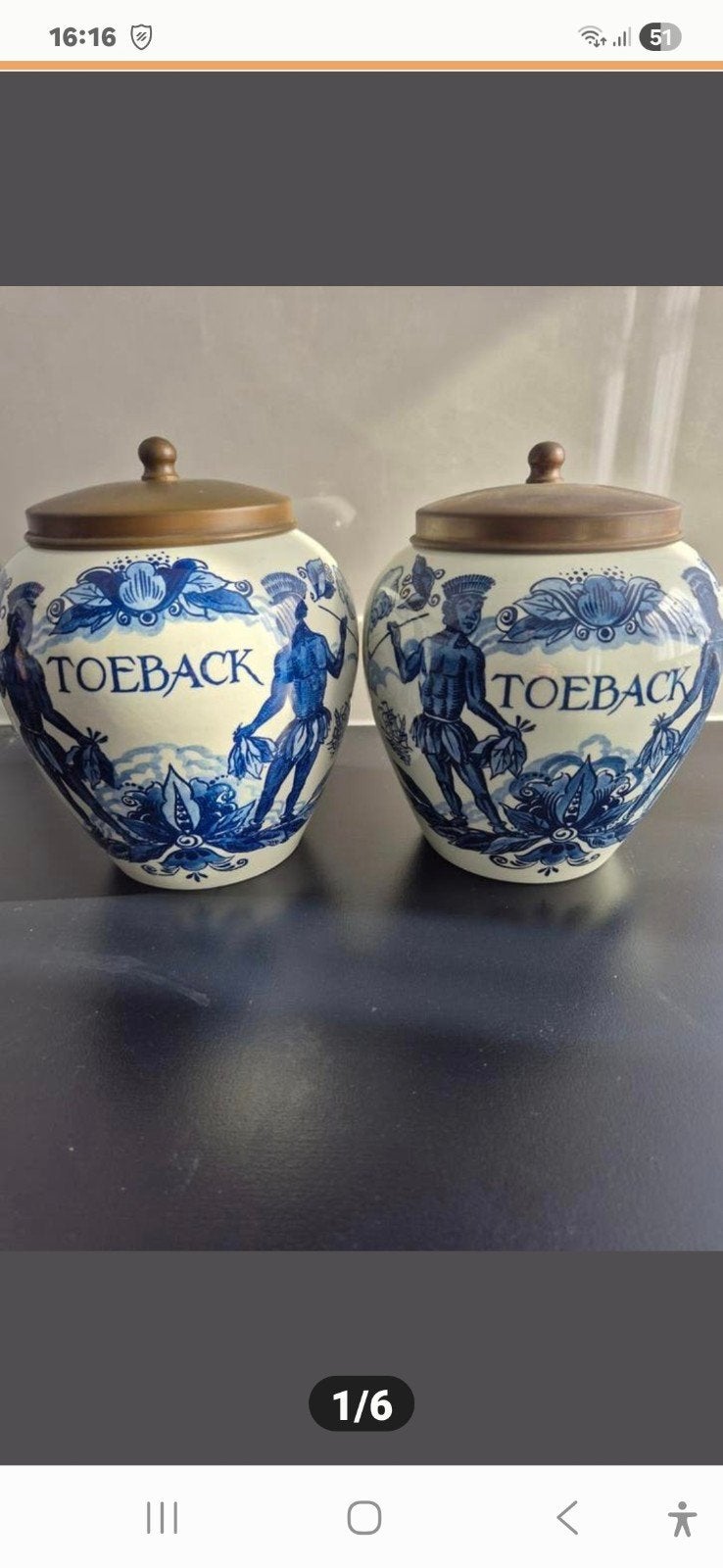 Antieke Delfts Blauwe Tabakspotten - Set van 2, Ophalen