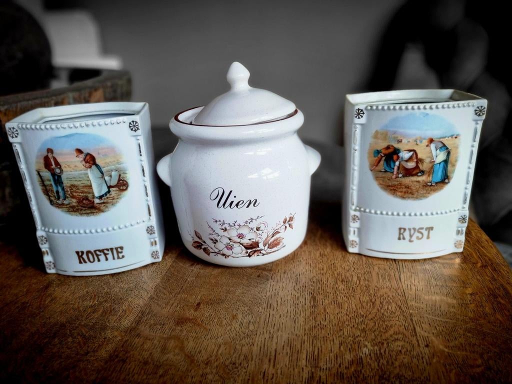 Vintage Keukenset: Koffie, Rijst en Uien Potten, Ophalen