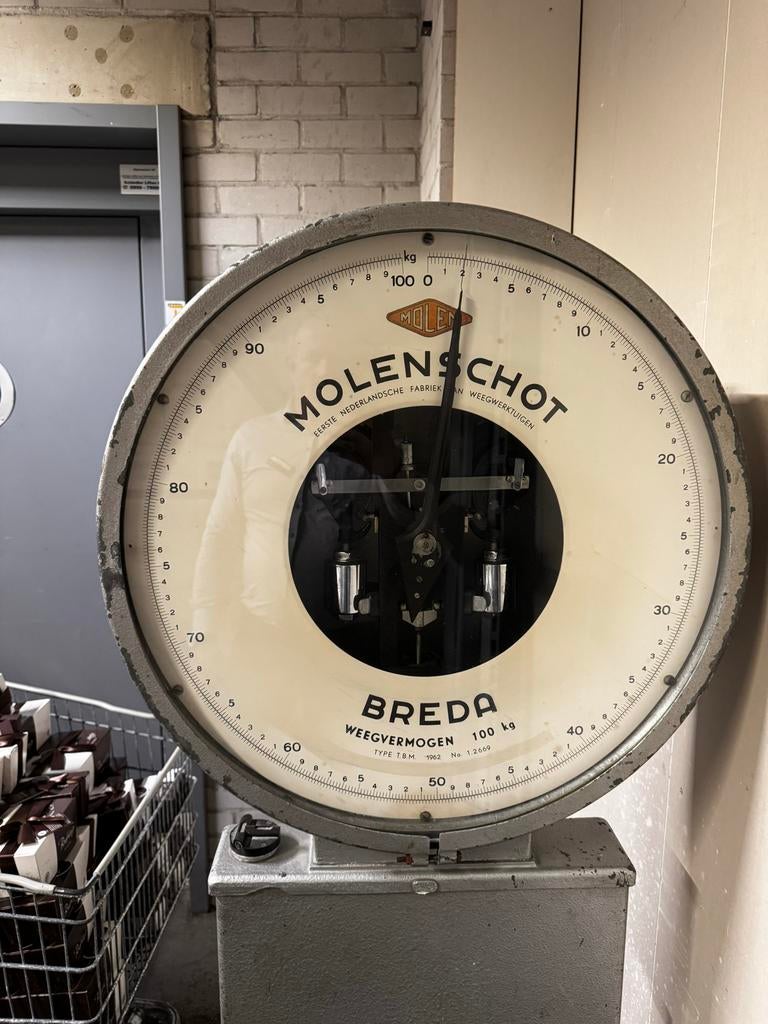 Vintage Molenschot Breda Weegschaal 100 kg, Ophalen, Gebruikt, Vloerweegschaal, 100 tot 200 kg
