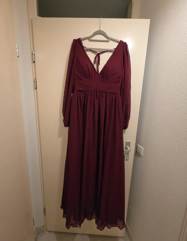 Azazie Bourgondië Chiffon Jurk - Nieuw, Maat 40, Ophalen