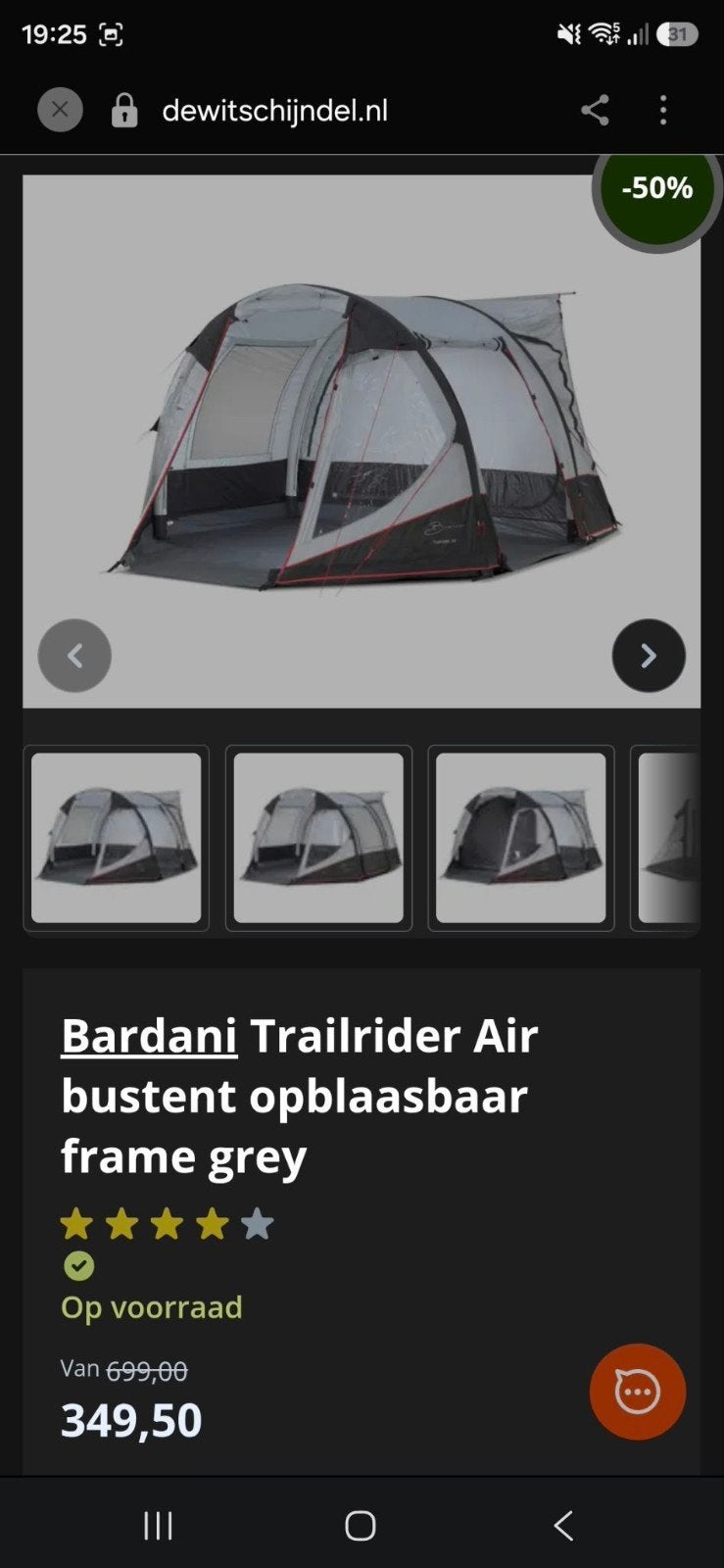 Bardani trailrider air bustent, Ophalen, Nieuw