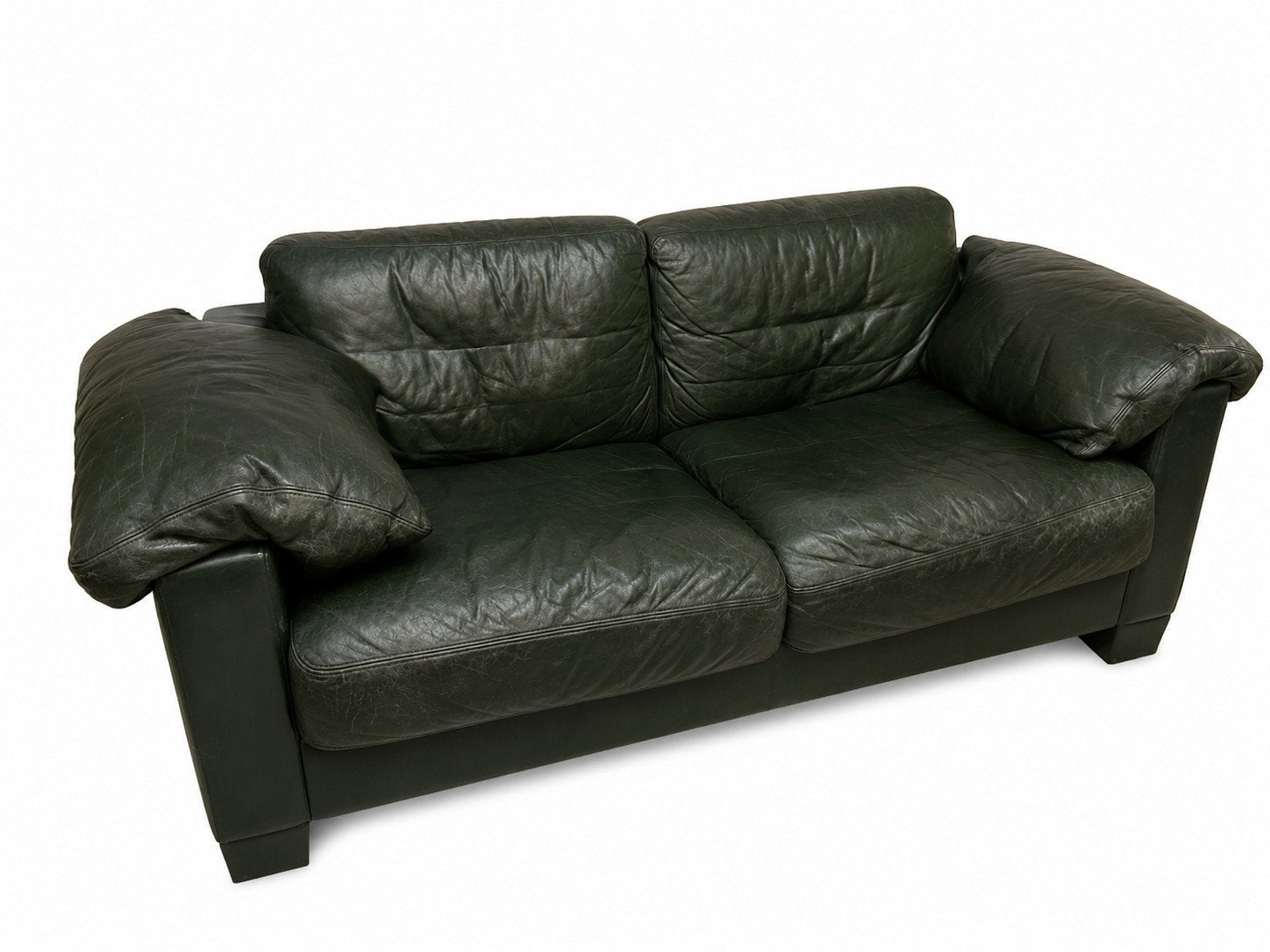 De Sede DS-17 2-zitsbank – donkergroen leer – vintage design, Ophalen, 150 tot 200 cm, Tweepersoons, Zo goed als nieuw