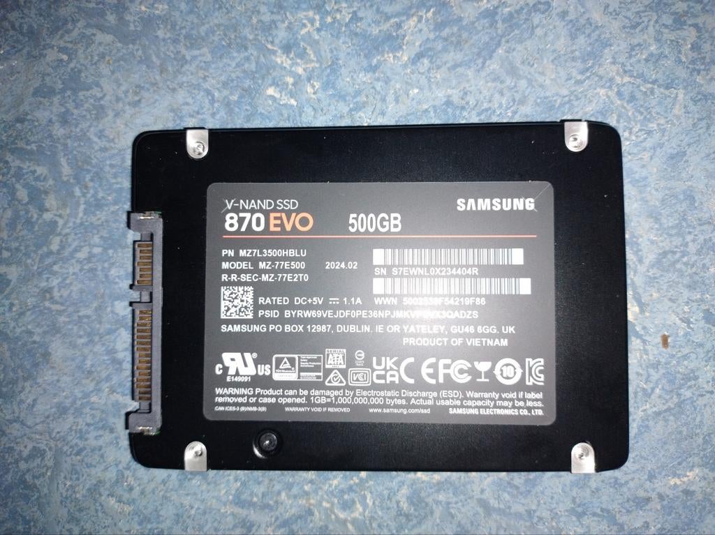Samsung 870 EVO 500GB V-NAND SSD, Computers en Software, Intern, Server, Ophalen of Verzenden, Zo goed als nieuw