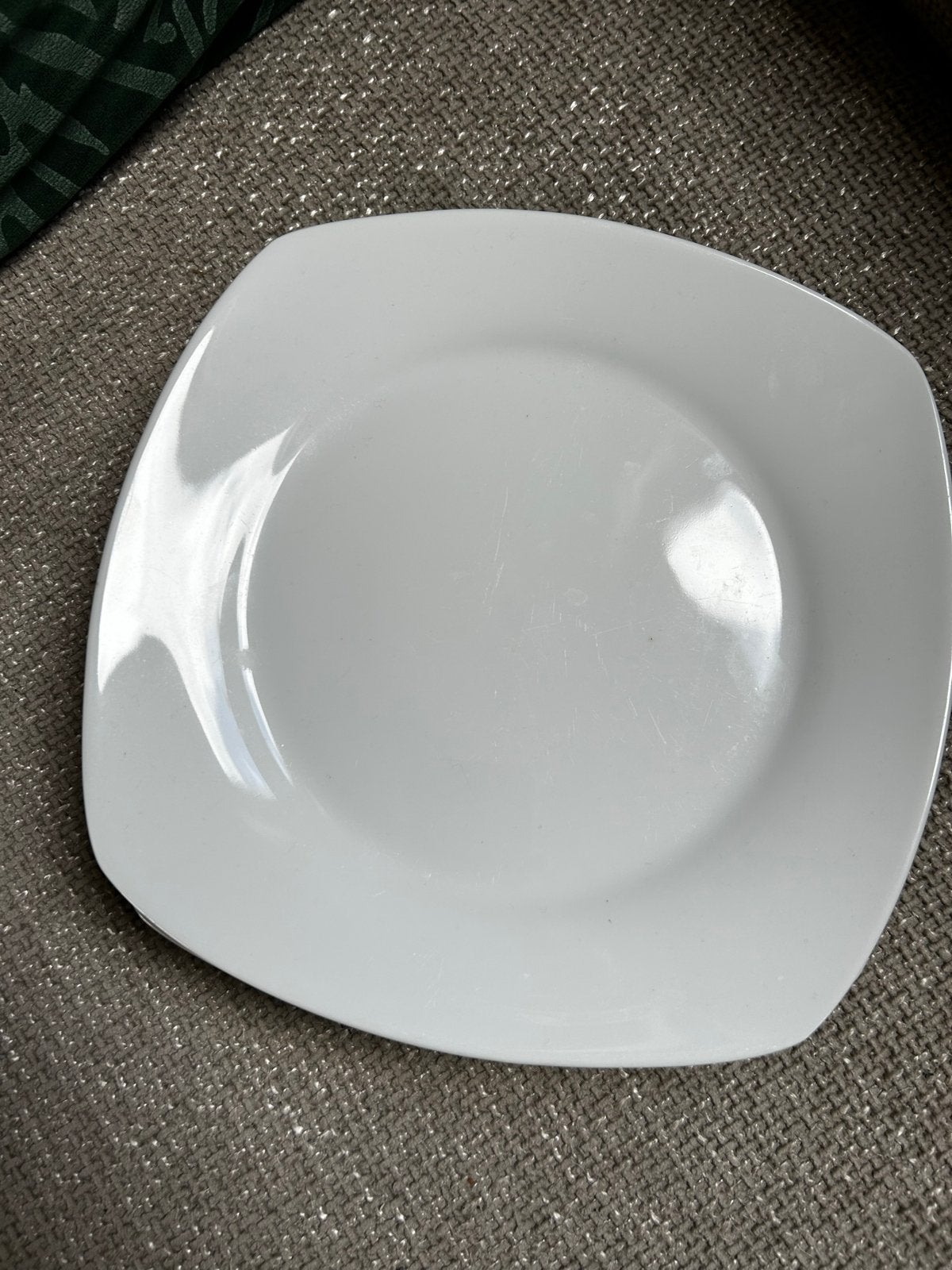 Set van 5 witte vierkante borden diner, Keramiek, Ophalen of Verzenden, Zo goed als nieuw, Bord(en)