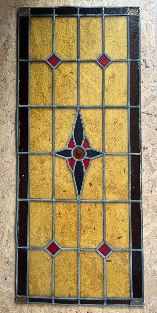 Glas in lood raam, 45x107 cm, Ophalen, Gebruikt, Minder dan 80 cm, Glas in lood