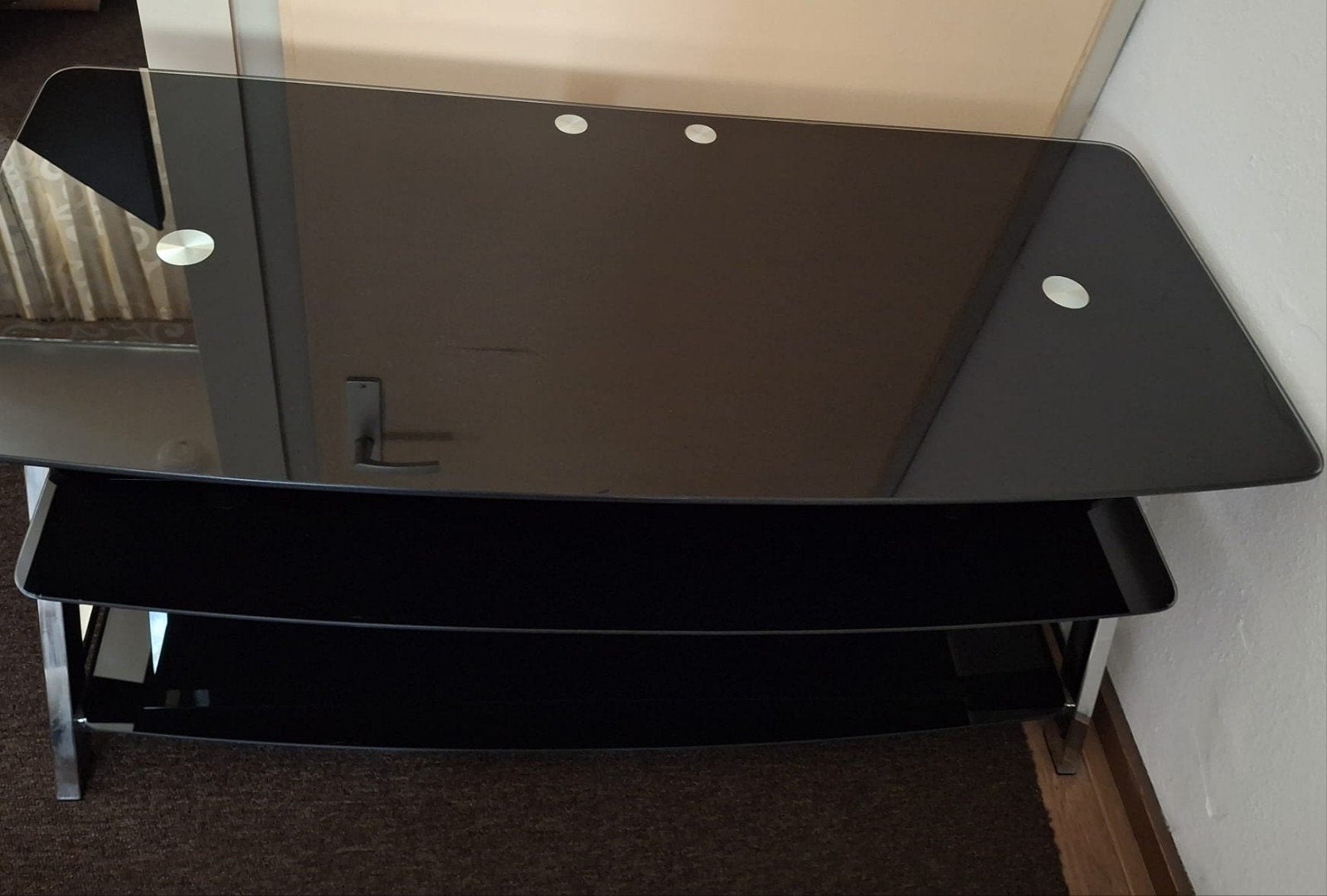 Foto 4 van Glazen TV-meubel zwart - 3 lagen gehard glas