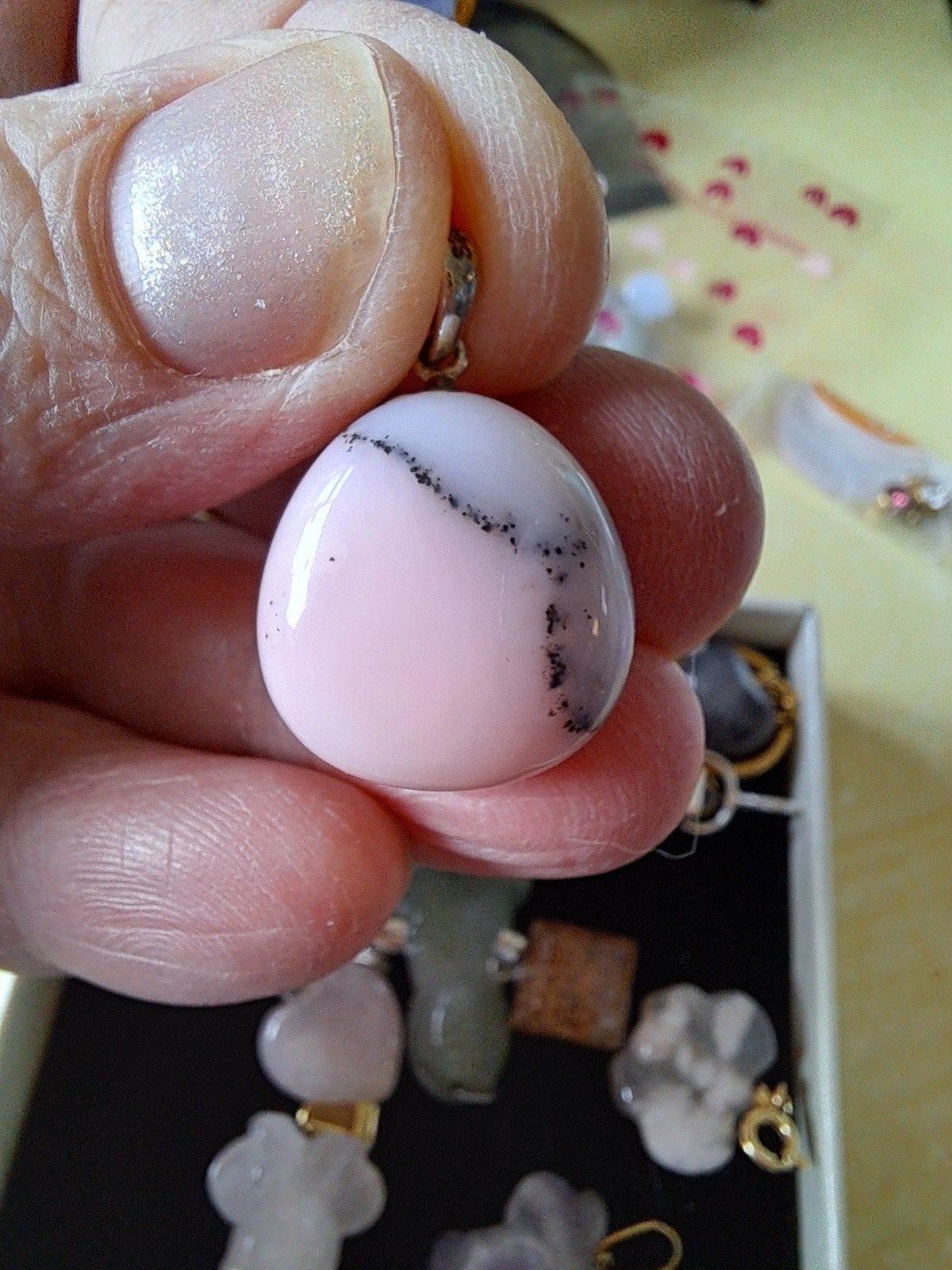 pink opaal hanger, Ophalen of Verzenden, Roze, Zilver