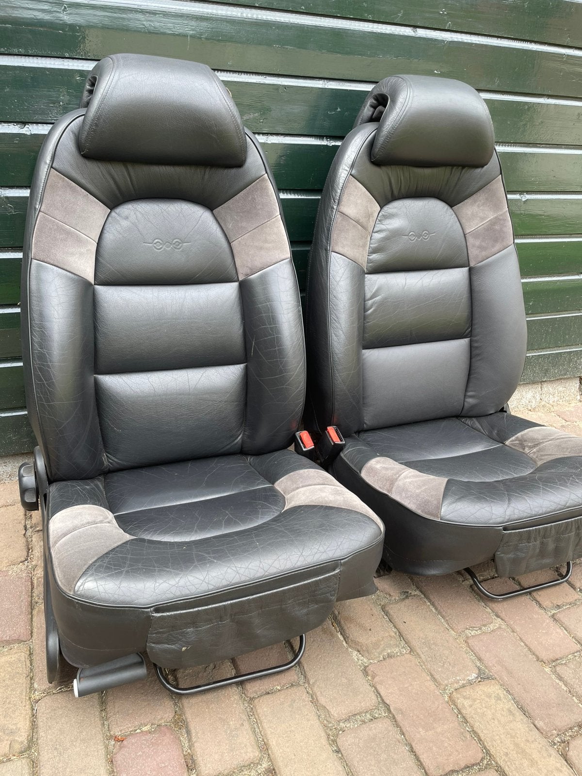 Saab Anniversary stoelen – Buffalo Grey leder met nubuck, Auto-onderdelen, Ophalen of Verzenden, Saab