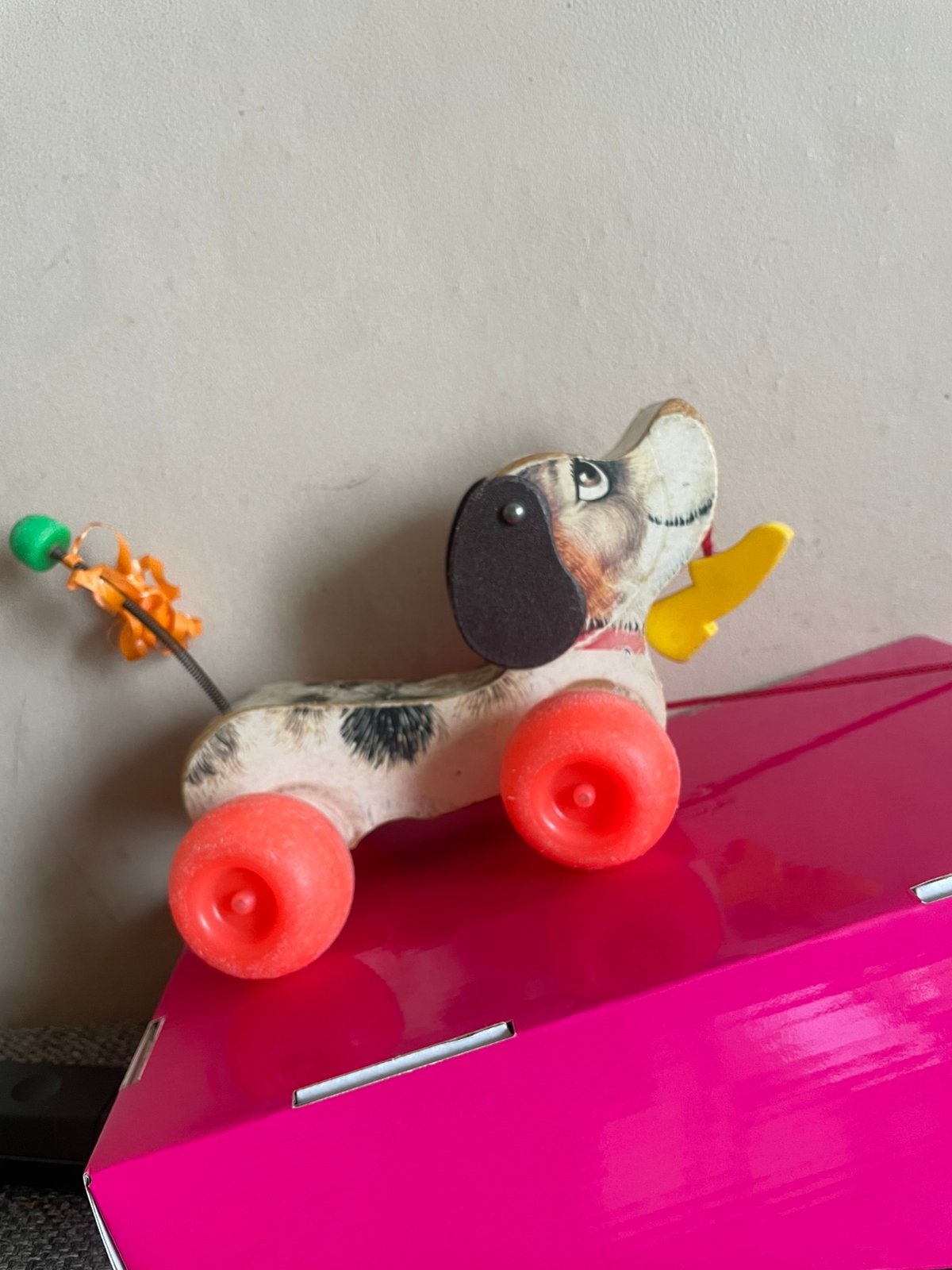 vintage Fisher Price hond, Ophalen of Verzenden, Zo goed als nieuw, Duw- of Trekspeelgoed