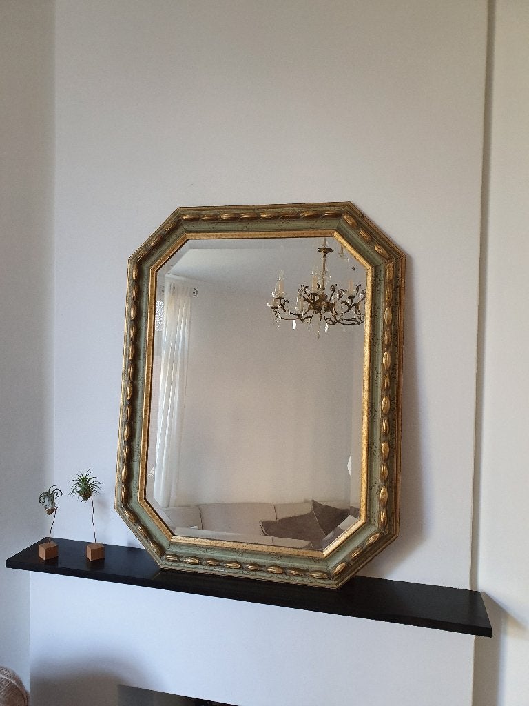 Grote brocante spiegel, Gebruikt, Ophalen of Verzenden, Minder dan 100 cm, Rechthoekig