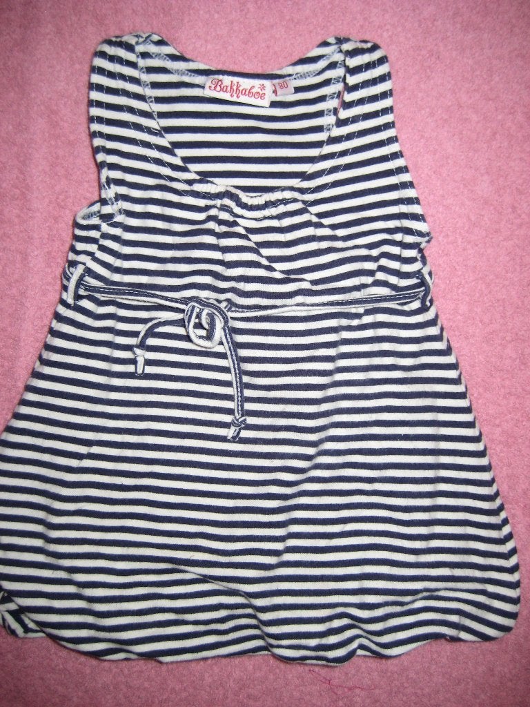 Blauw/wit gestreepd jurkje, 80, Bakkaboe, Ophalen of Verzenden, Zo goed als nieuw, Meisje, Jurkje of Rokje