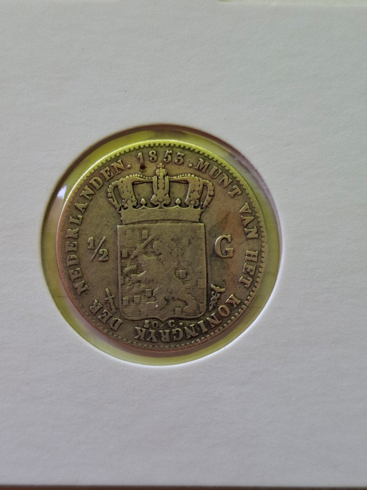 1/2 gulden 1853 over 184(.) Uiters zeldzam willem III, Postzegels en Munten, Munten | Nederland, ½ gulden, Koning Willem III, Zilver