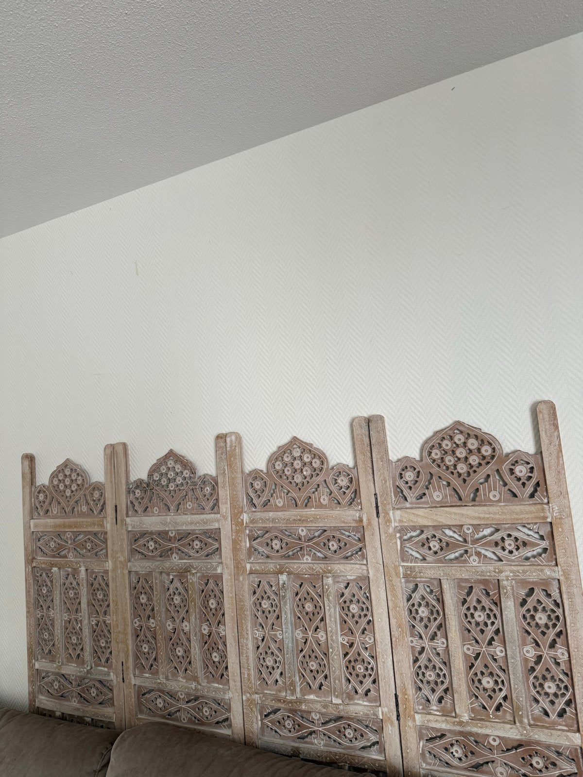 Kamerscherm 4 panelen houtgesneden - Zo goed als nieuw, Ophalen of Verzenden, Zo goed als nieuw